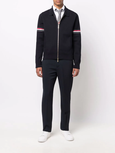 Thom Browne Rwb Stripe Detailed Cardigan In Blau