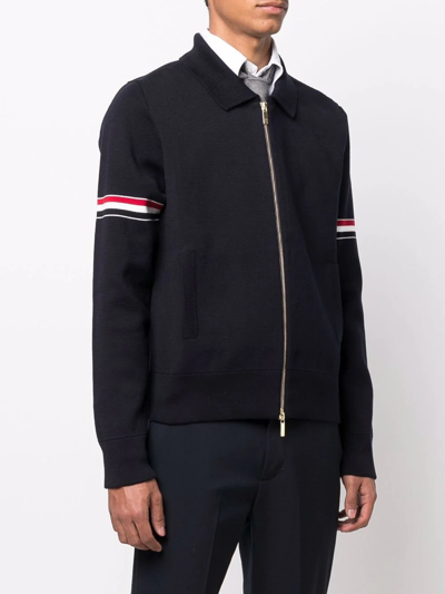 Thom Browne Rwb Stripe Detailed Cardigan In Blau