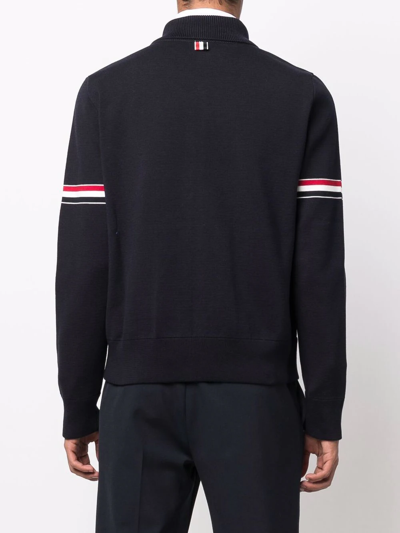 Thom Browne Rwb Stripe Detailed Cardigan In Blau