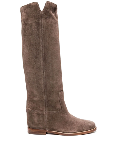 Shop Via Roma 15 Knee-length Slip-on Boots In Braun