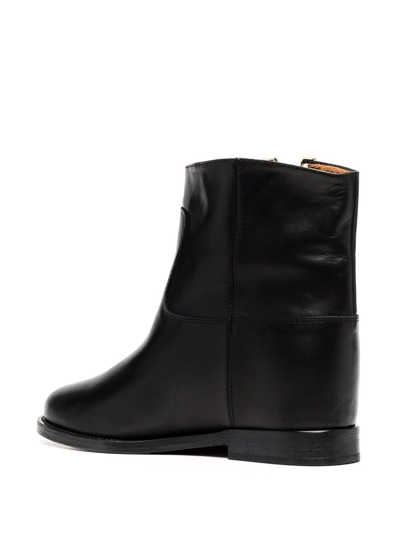 Via Roma 15 Calfskin Ankle Boot With Decorative Gold-tone Plaque In Black