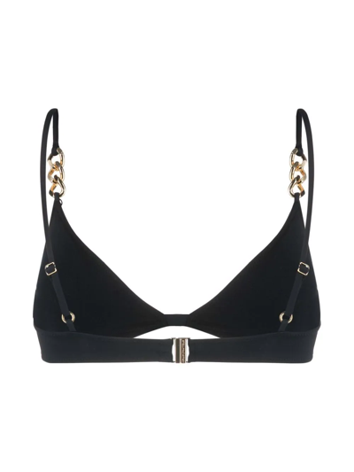 Shop Stella Mccartney Chain-link Triangle Bikini Top In Schwarz