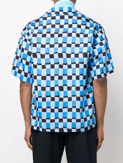 Shop Marni Check-pattern Bowling Shirt In Blau