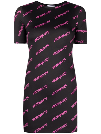 Shop Vetements Logo-print T-shirt Dress In Schwarz