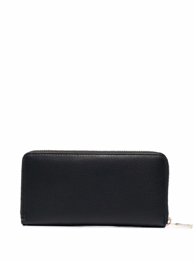 Shop Patrizia Pepe Pebble-leather Continental Wallet In Schwarz