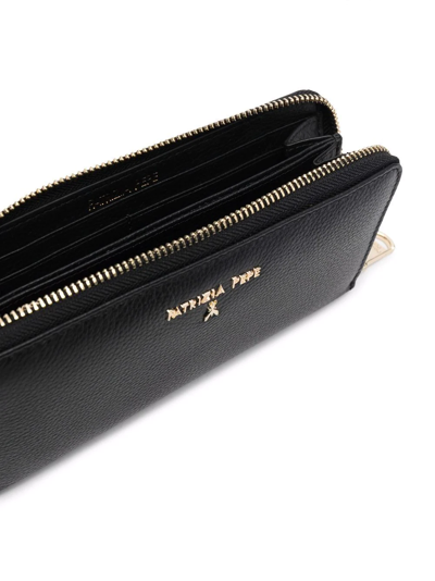 Shop Patrizia Pepe Pebble-leather Continental Wallet In Schwarz