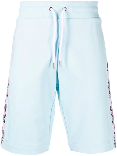Shop Moschino Logo-tape Track Shorts In Blau