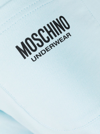 Shop Moschino Logo-tape Track Shorts In Blau