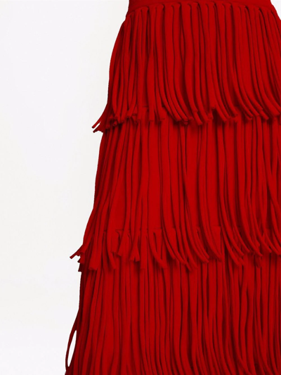 Shop Proenza Schouler Textured-knit Fringed Skirt In Orange