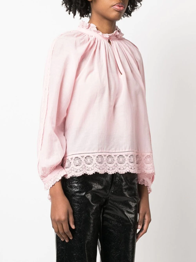 Shop Zadig & Voltaire Theresa Lace-trim Blouse In Rosa