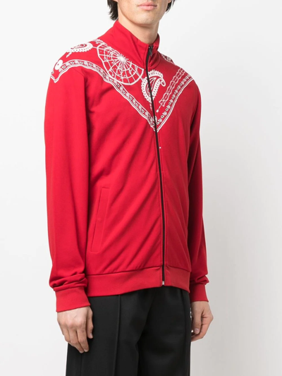 Shop Marcelo Burlon County Of Milan Bandana-print Track Jacket In Red