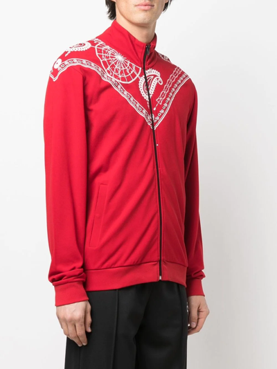 Marcelo Burlon County Of Milan Marcelo Burlon Bandana Zip-up Sweatshirt In Red