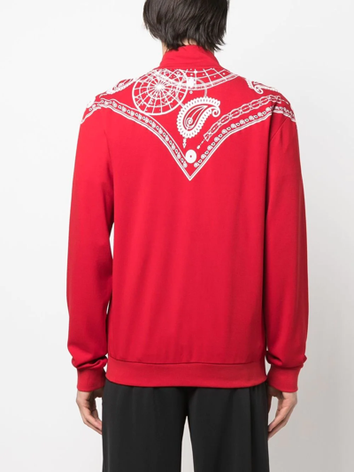Marcelo Burlon County Of Milan Marcelo Burlon Bandana Zip-up Sweatshirt In Red