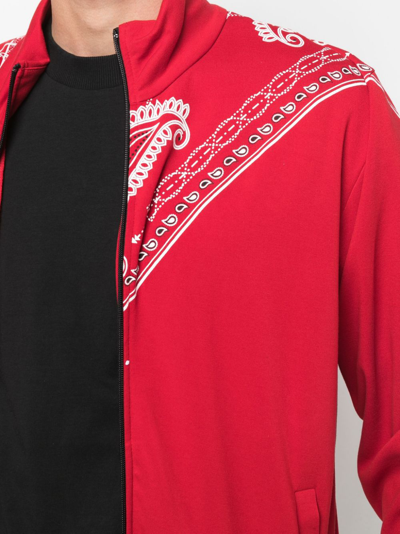 Shop Marcelo Burlon County Of Milan Bandana-print Track Jacket In Red