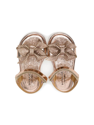 Shop Babywalker Restraint Bow-detail Metallic Sandals In Gold
