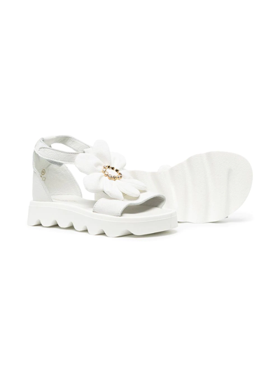 Shop Babywalker Floral-appliqué Leather Sandals In White