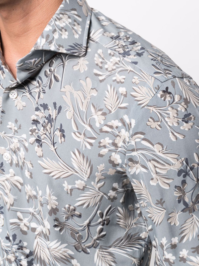 Shop Barba Floral-print Shirt In Grau