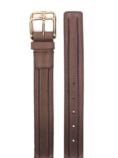 Pre-owned Gianfranco Ferre 旋褶细节扣环腰带（1990年代典藏款） In Brown