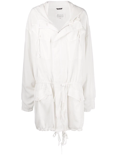 Shop Maison Margiela Slouchy Hooded Coat In White