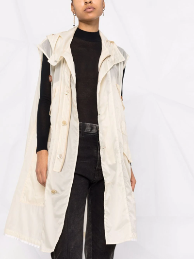 Shop Maison Margiela Belted Hooded Trench Coat In Neutrals