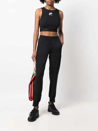 Shop Nike Embroidered-logo Cropped Tank Top In Schwarz