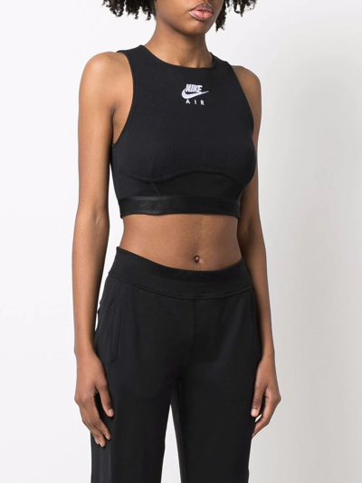 Shop Nike Embroidered-logo Cropped Tank Top In Schwarz