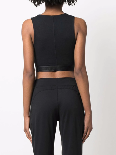 Shop Nike Embroidered-logo Cropped Tank Top In Schwarz