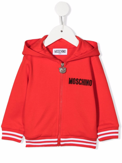 Shop Moschino Teddy Bear-print Pullover Hoodie In Red