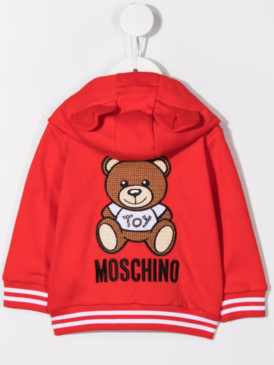 Shop Moschino Teddy Bear-print Pullover Hoodie In Red