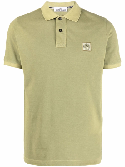 Stone Island Polo Shirt In Pique Cotton With Logo In Green | ModeSens