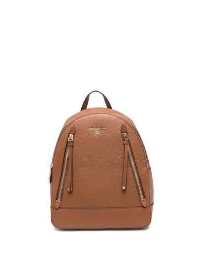 Shop Michael Michael Kors Brooklyn Pebble-texture Backpack In Braun