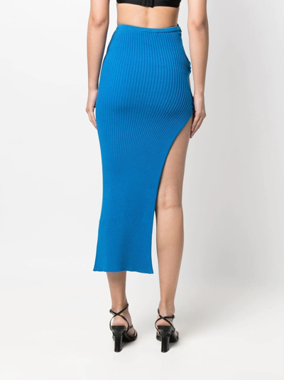 Shop Giuseppe Di Morabito Ribbed-knit Cut-out Midi Skirt In Blau