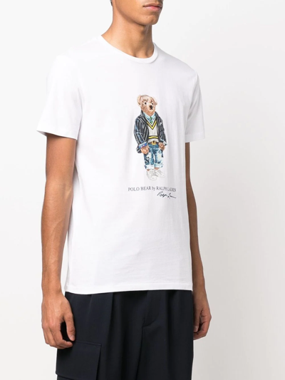 Shop Polo Ralph Lauren Polo Bear-print T-shirt In Weiss