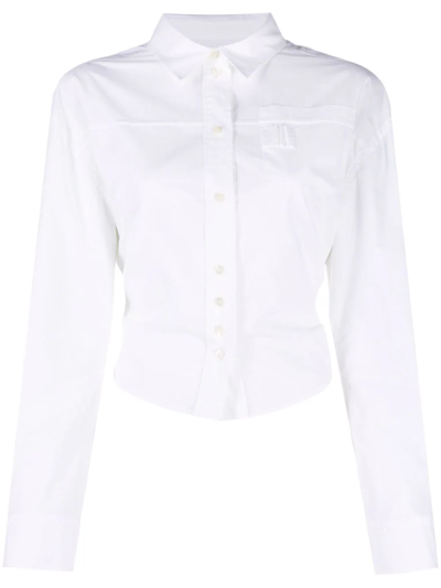 Shop Jacquemus La Chemise Aqua Fitted Shirt In Weiss