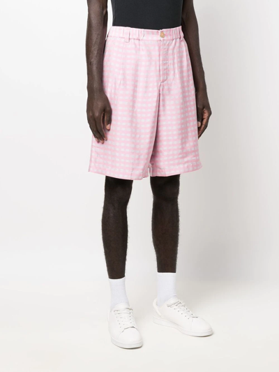 Jacquemus Grey & Pink 'le Short Gelati' Shorts In Rosa
