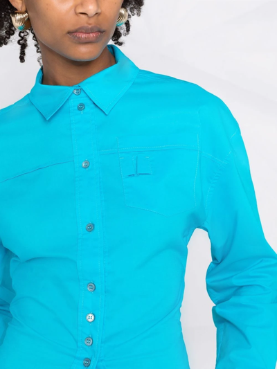 Shop Jacquemus La Chemise Aqua Fitted Shirt In Blau
