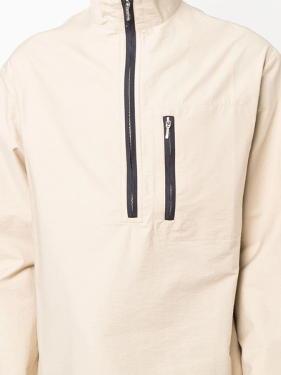 Shop Jacquemus Contrast-placket Half-zip Lightweight Jacket In Nude