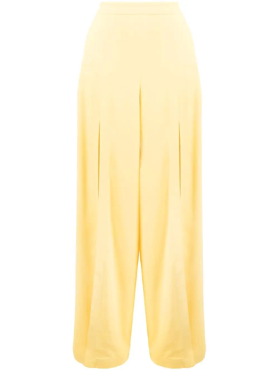 Shop Etro Maxi-slit Wide Leg Trousers In Gelb