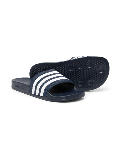 Adidas Originals Teen Adilette Striped Slides In Blue
