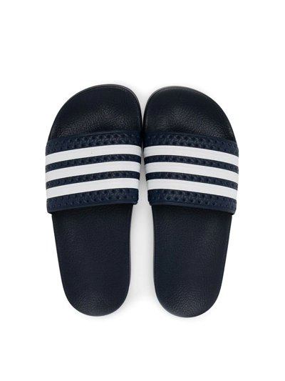 Adidas Originals Teen Adilette Striped Slides In Blue