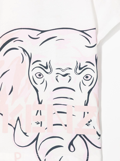 Shop Kenzo Elephant-print Cotton T-shirt In White