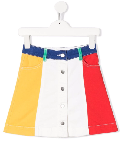 Shop Stella Mccartney Colour-block Denim Mini Skirt In White