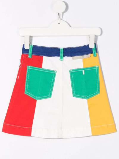 Shop Stella Mccartney Colour-block Denim Mini Skirt In White