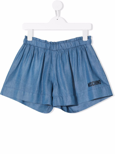 Shop Moschino Logo-print Detail Shorts In Blue