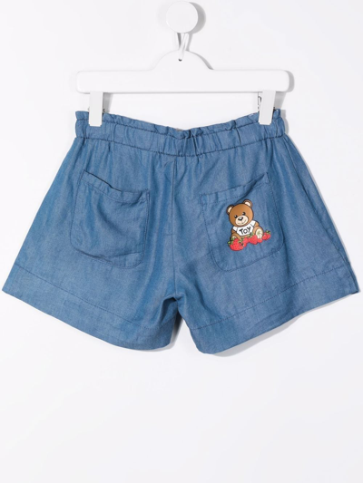 Shop Moschino Logo-print Detail Shorts In Blue
