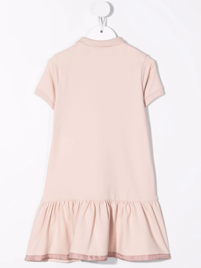 Shop Moncler Logo-patch Polo Dress In Pink