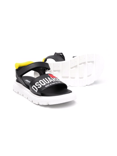 Dsquared2 Logo-print Open-toe Sandals In Black