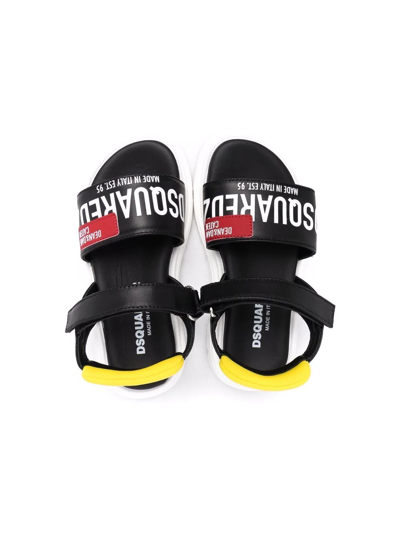 Dsquared2 Logo-print Open-toe Sandals In Black