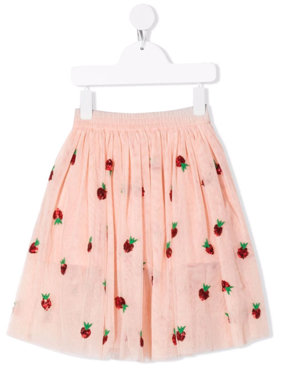 Shop Stella Mccartney Sequin-embellished Flared Skirt In Pink