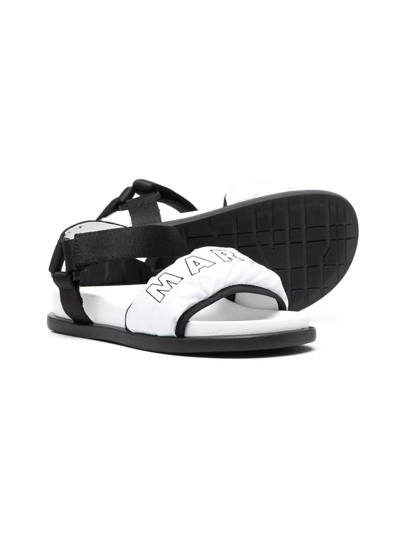 Shop Marni Embroidered Logo Sandals In White